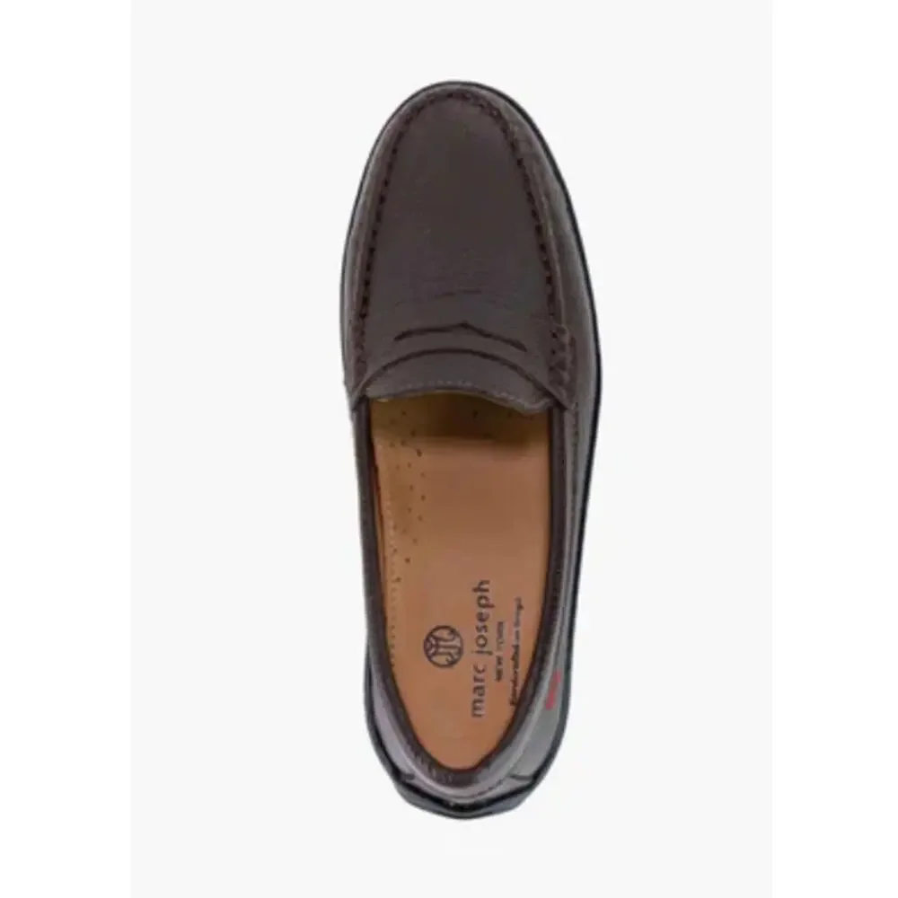 Marc Joseph Kids Brown Grainy Union Street Moccasin Loafer Shoes Size 13